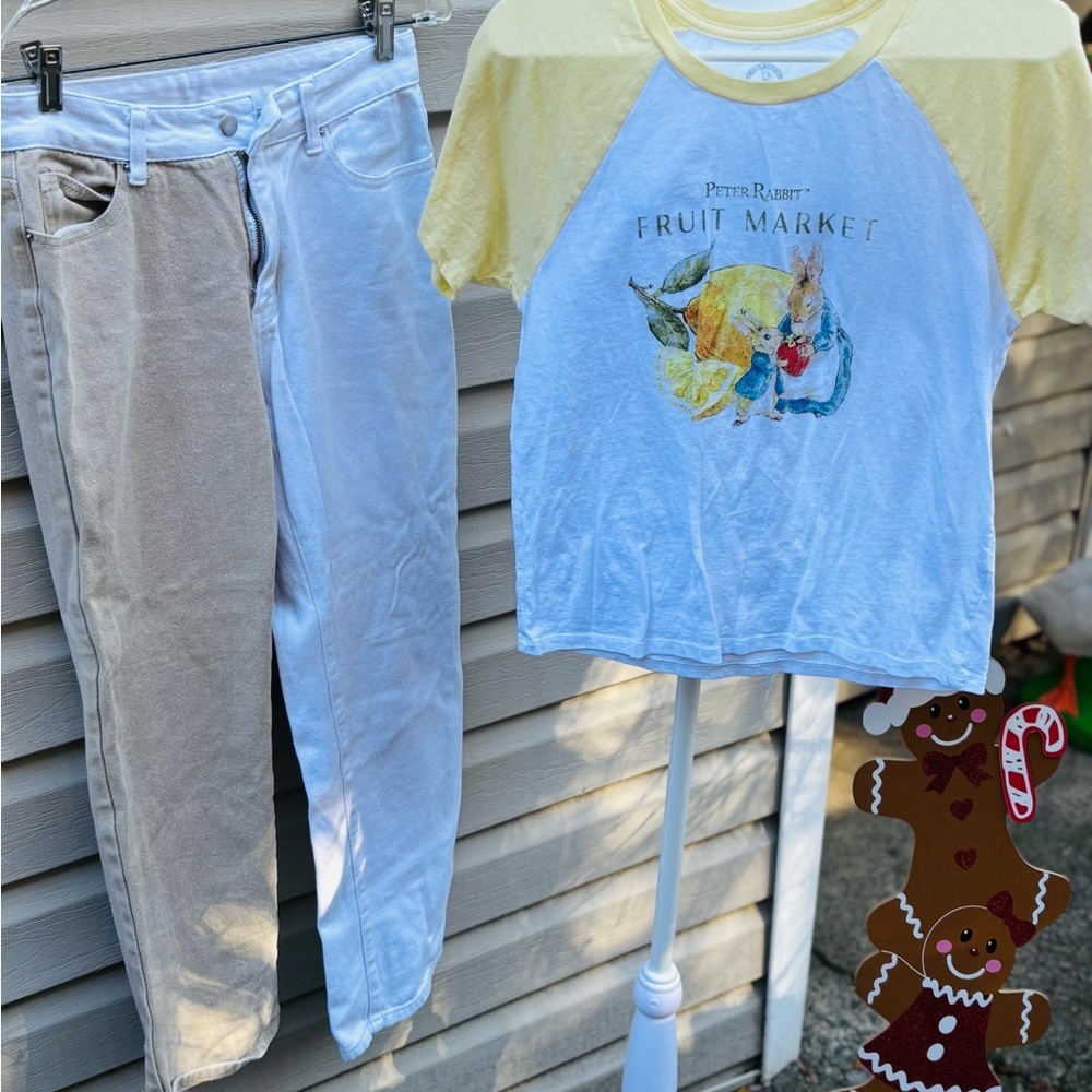Yellow and White Peter Rabbit Graphic Tee